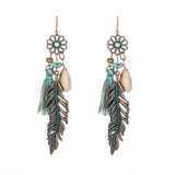 Vintage Fringe Leaf with Stone Earrings For Women