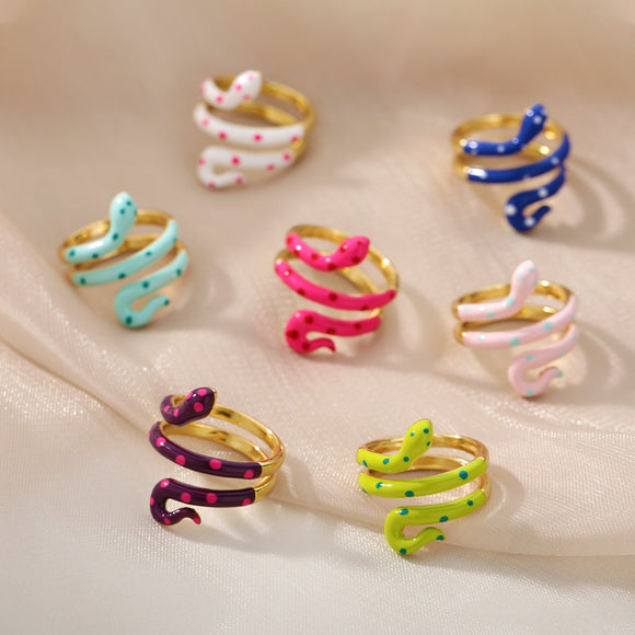 Colorful Adjustable Garden Snake Rings